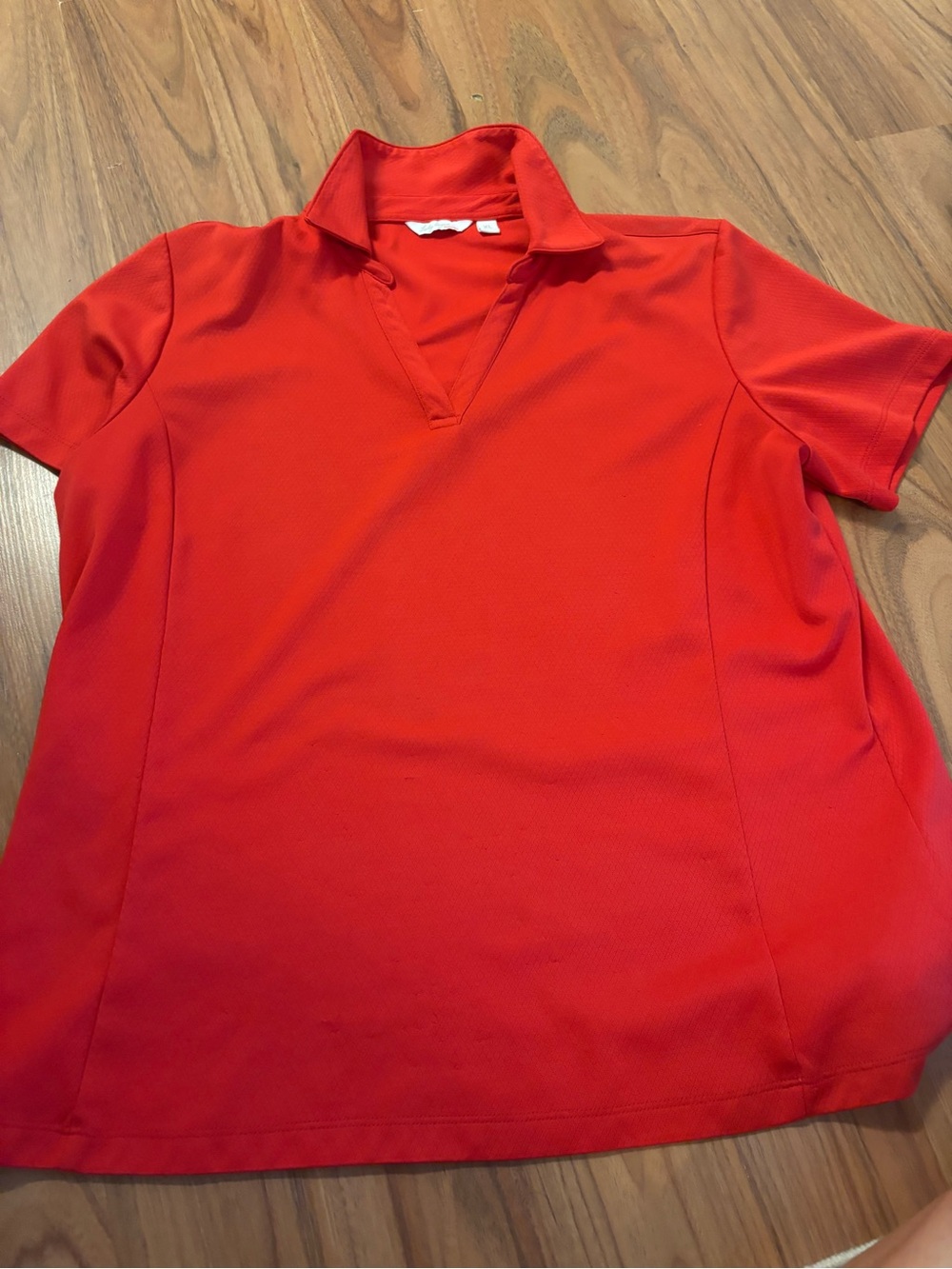 Lady Hagen Red Short-Sleeve V-Neck Polo Top